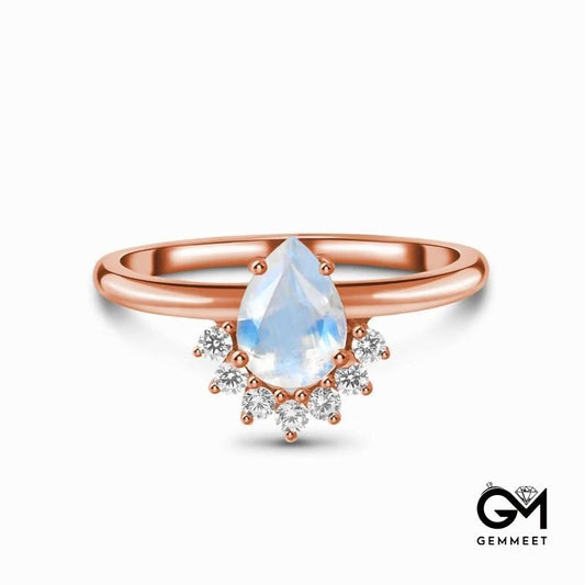 Simple Rose Gold Moonstone Zircon Ring