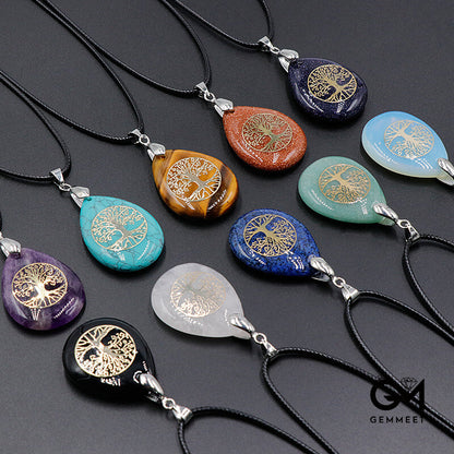 Kabbalah Crystal Tree of Life Water Drop Pendant