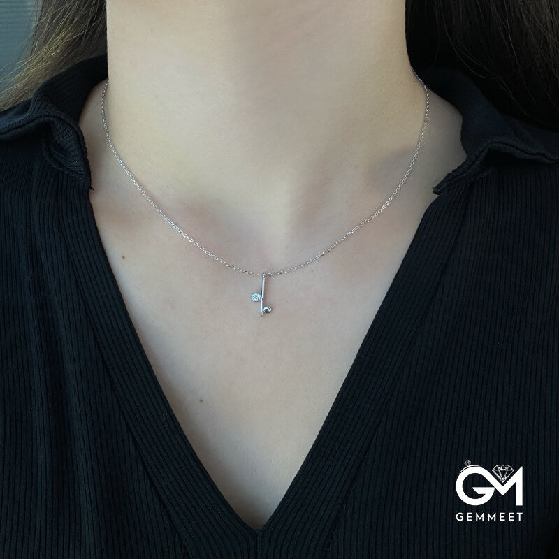 S925 Sterling Silver Round Zircon Asymmetrical Necklace