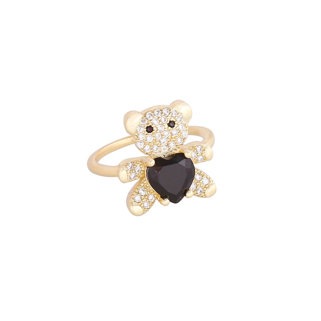 Copper Microinlaid Zircon Love Bear Ring