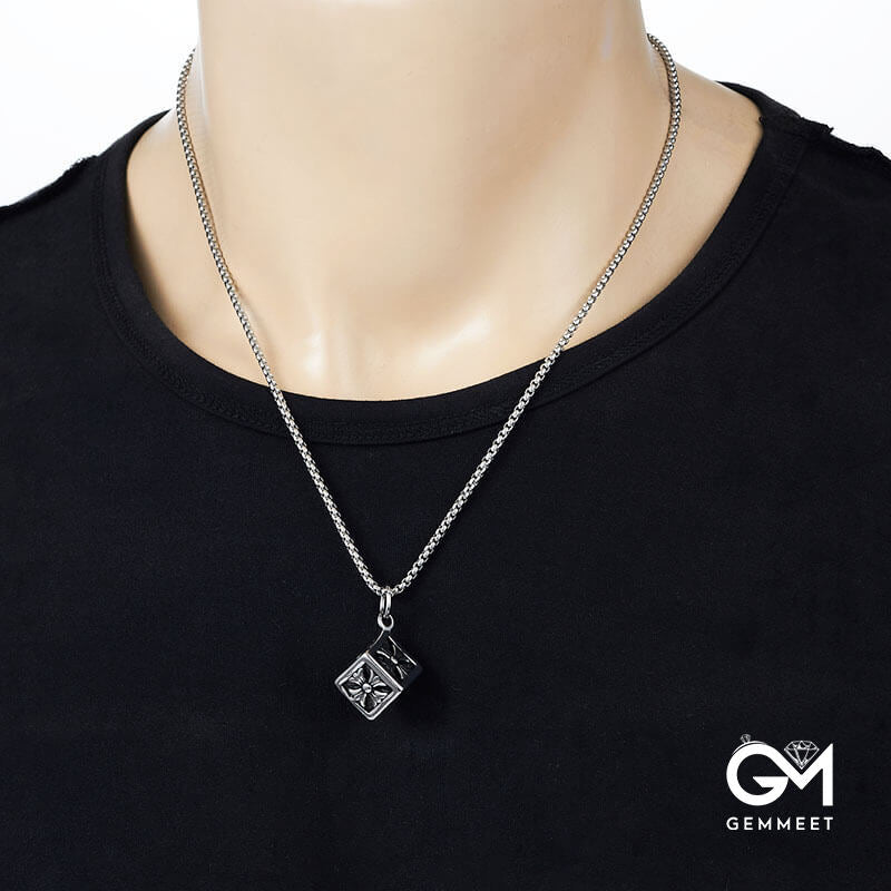 Cube 3D Cross Polygonal Star Stainless Steel Necklace