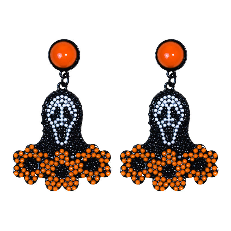 Halloween Funny Horror Ghost Face Ghost Bead Earrings