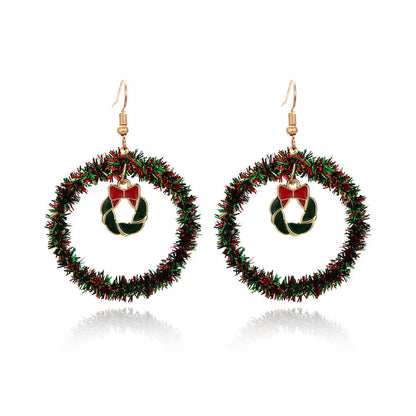 Christmas Earrings Handwoven Personality Christmas Tree Sika Deer Earrings Ornaments