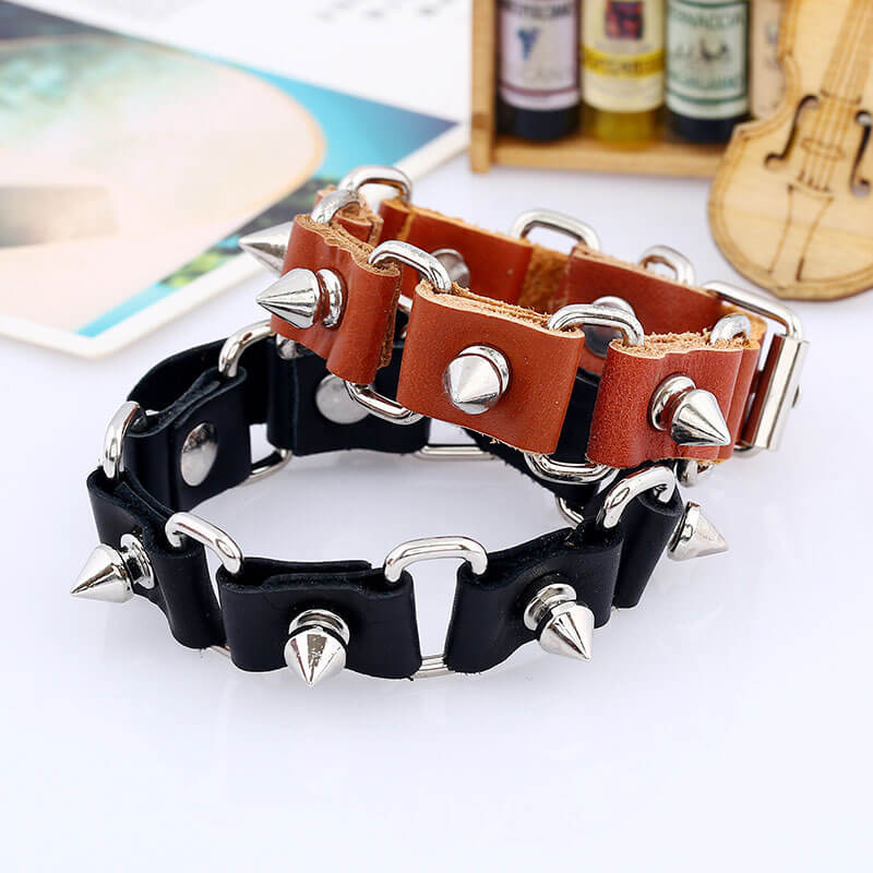 New Leather Bracelet Punk Personality Accessories Trend Men's Motorcycle Leather Bracelet