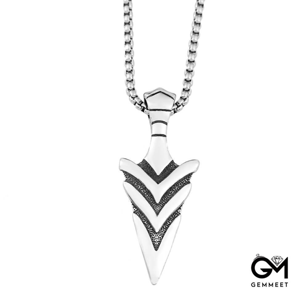 Titanium Steel Triangle Spear Viking Arrow Necklace