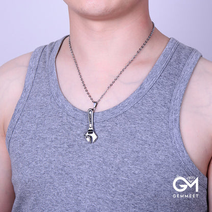 Stainless Steel Wrench Pendant Necklace