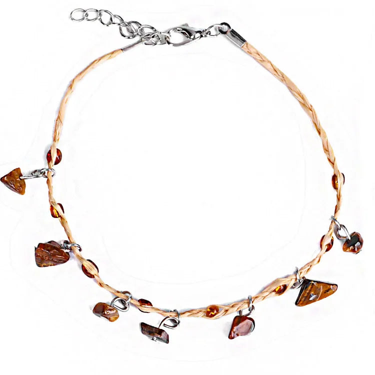 Natural Crystal Gravel Pendant Bracelet Anklet