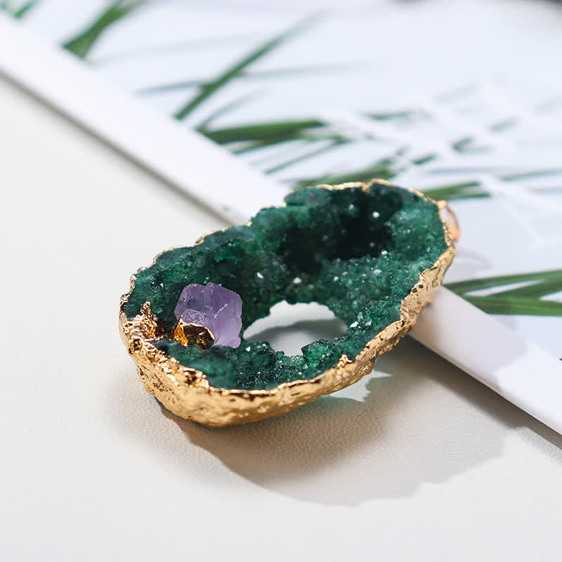 Natural Crystal Geode Rock Necklace