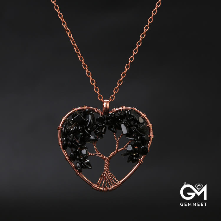 Crystal Wrap The Heart Around The Tree of Life Necklace