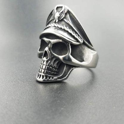 Navy Wind Eagle Skull Titanium Steel Ring