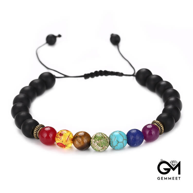 8mm Woven Shambhala Black Stone Bracelet