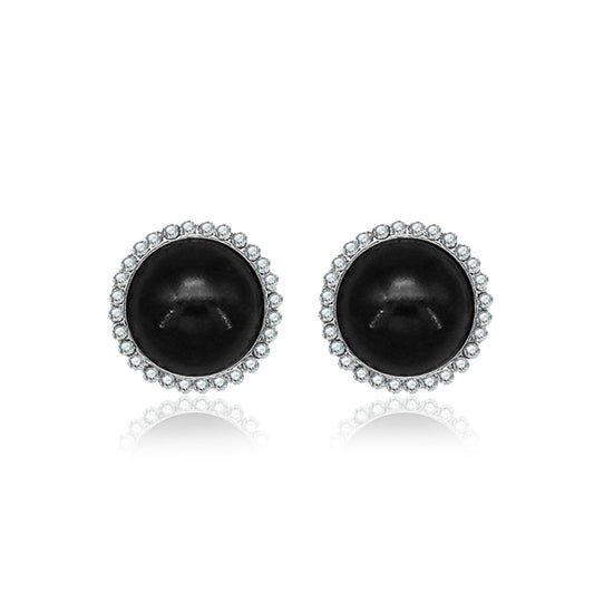 Aurora Black Beads Premium Classic Fashion Simple Stud Earrings