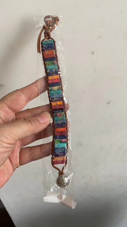 Single-layer Beaded Bracelet Seven-colored Stone Woven Bracelet