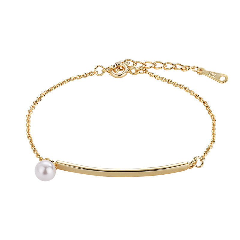 Simple Long Straight Bar Pearl Bracelet