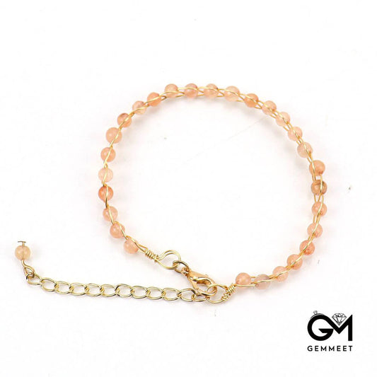 Gold Wrapped Agate Bead Bracelet