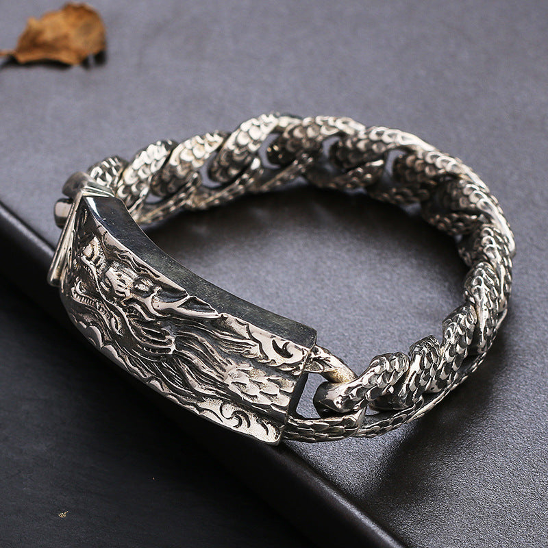 Retro Men's Punk Goth Head Of Dragon Bracelet