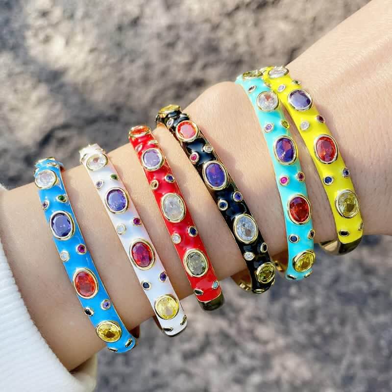 Cute Candies Color Stones Cuff Bangcle