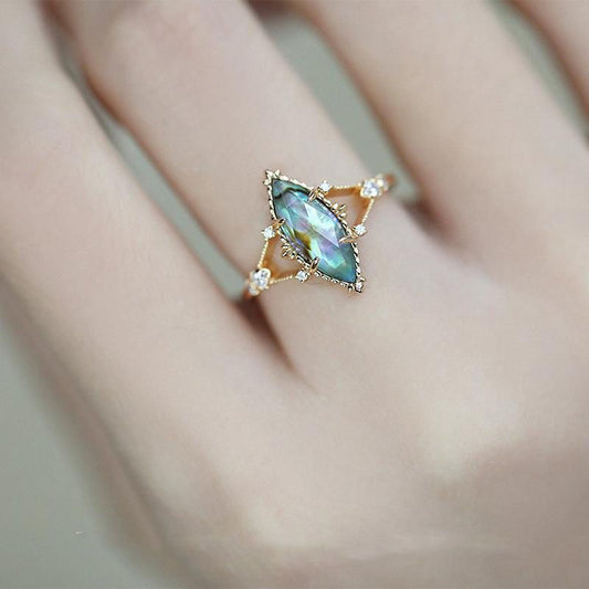 Symphony Abalone White Crystal 3D Ring