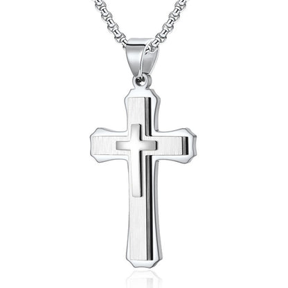 Two Tone Cross Faith Necklace