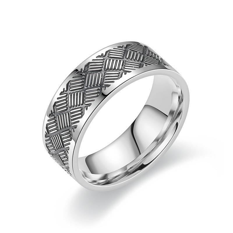 Silver Engraved Titanium Ring