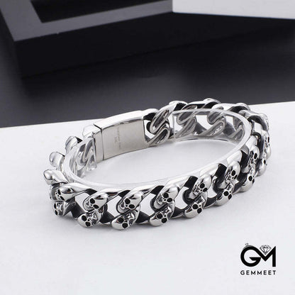 Men's Skull Punk Cuban Link Bracelet