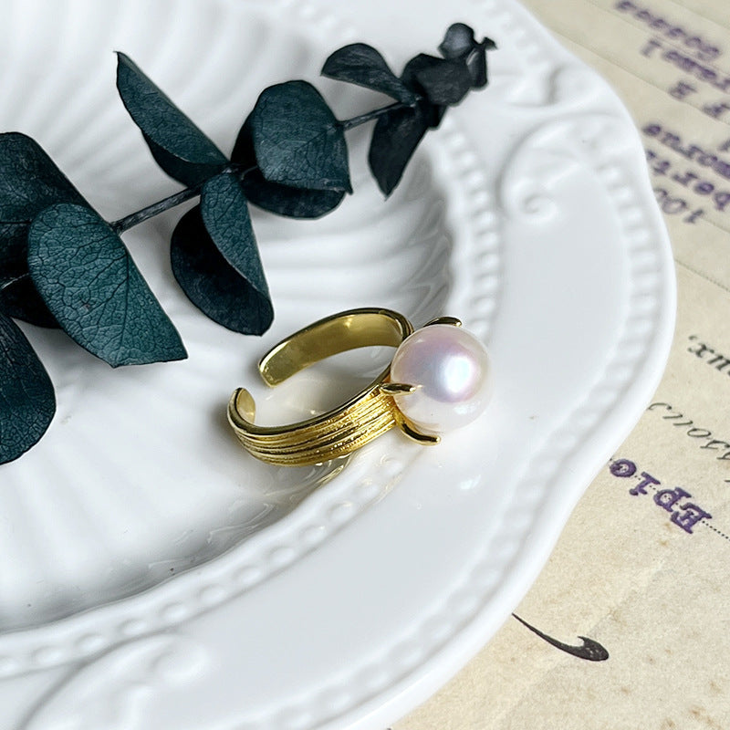 Natural Baroque Fresh Water Pearl Open Ring