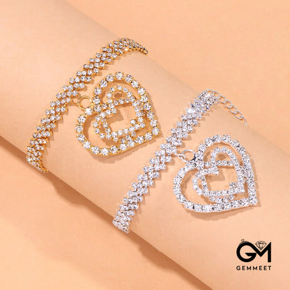 Light Luxury Fashion Heart-shaped Zircon Anklet