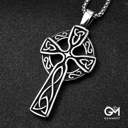 Vintage Viking Celtic Knot Cross Necklace