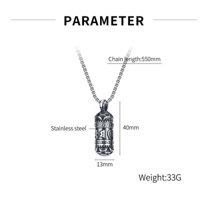 Titanium Steel Retro Viki Pendant Chain Necklace