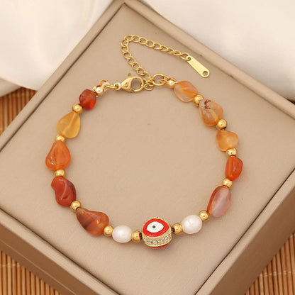 Trendy Natural Stone Evil Eye Bracelet