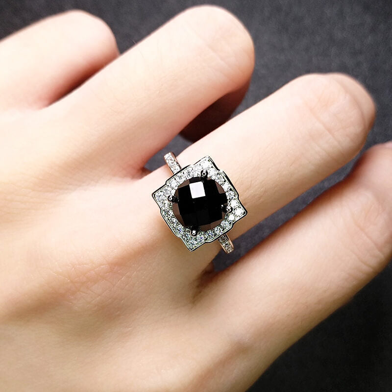 Onyx Gothic Diablo Punk Micro Paved Amethyst Ring