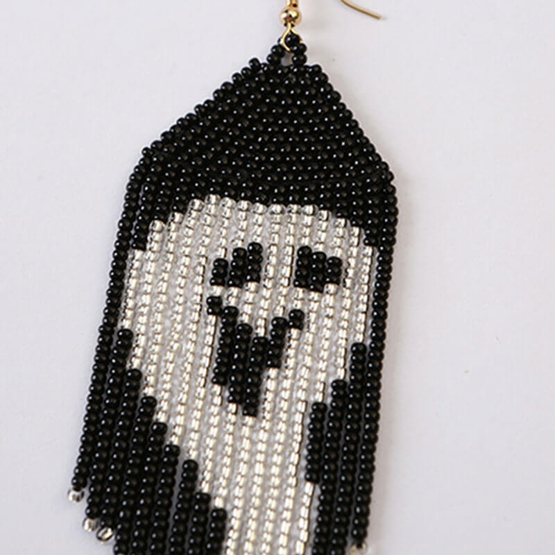 Halloween Handcrafted Ghost Earrings Rice Beads Exaggerated Lightweight Hand-woven Earrings