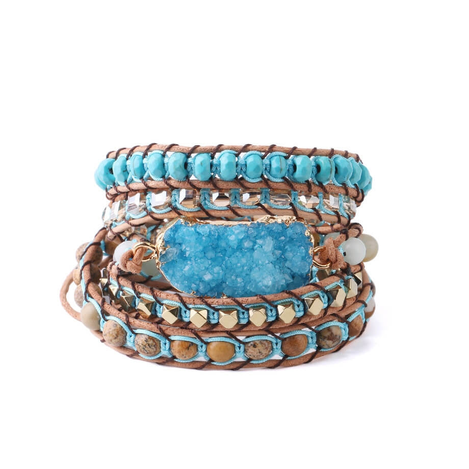 Irregular Stone Hand Woven Winding Bracelet