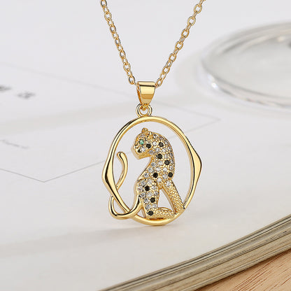 Cute Leopard Hollow Pendant Necklace