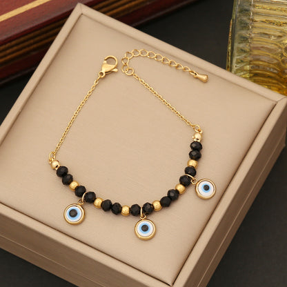 Evil Eye Obsidian Bead Necklace Bracelet Earrings