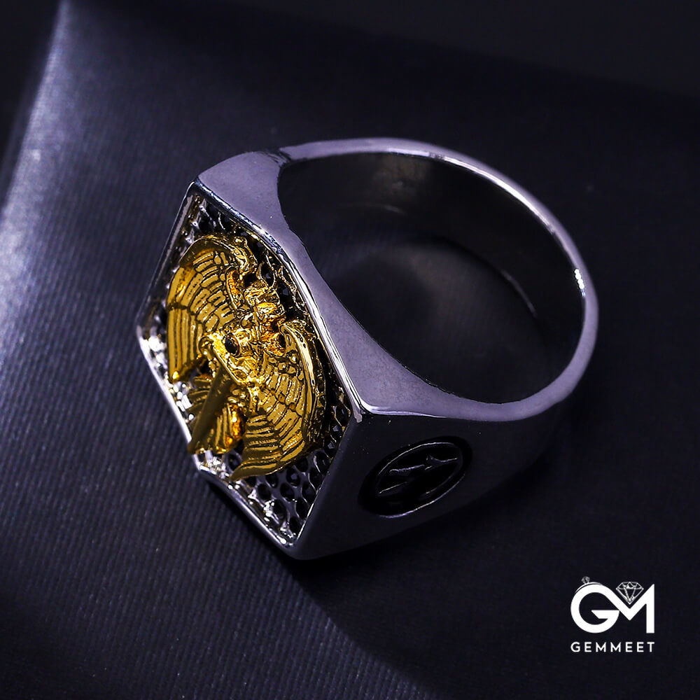 Retro Personality Golden Eagle Sword Ring