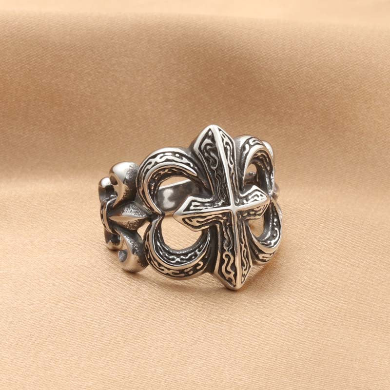 Cross Flower Retro Trendy Men's Ring