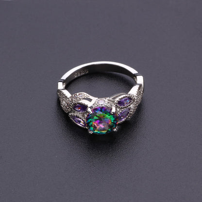 Colorful Oval Zircon Ring