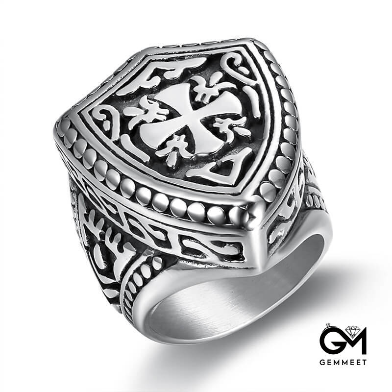 Stainless Steel Cross Engraved Ring