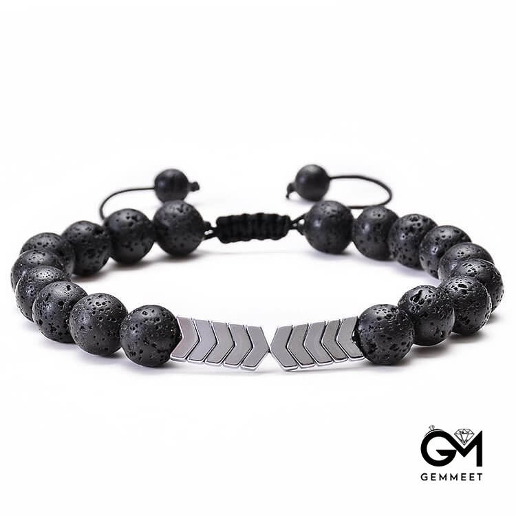 Lava Stone Colorful Magnetite Mens Bracelet