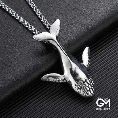 Stainless Steel Simple Blue Whale Pendant Necklace