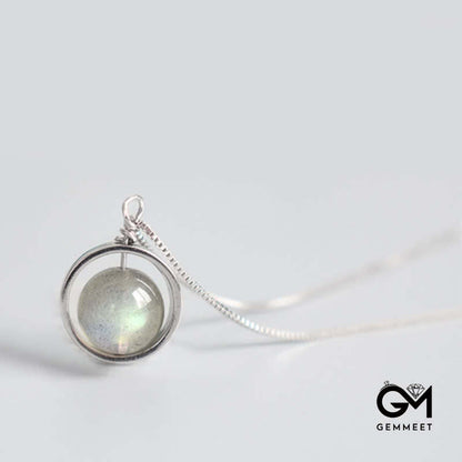 S925 Moonstone Love Planet Pendant