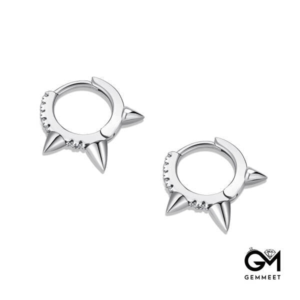 S925 Sterling Silver Punk Style Geometric Earrings