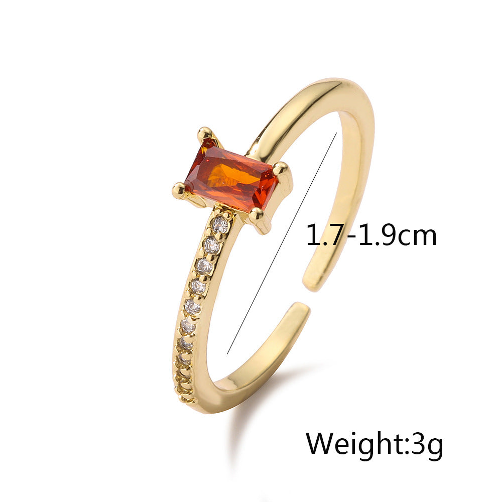 Rectangle Stone Side Stones Ring