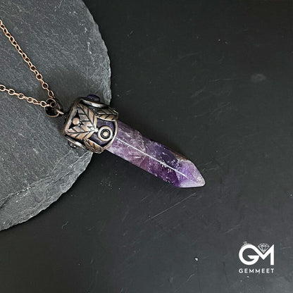 Crystal Amethyst Hexagon Necklace