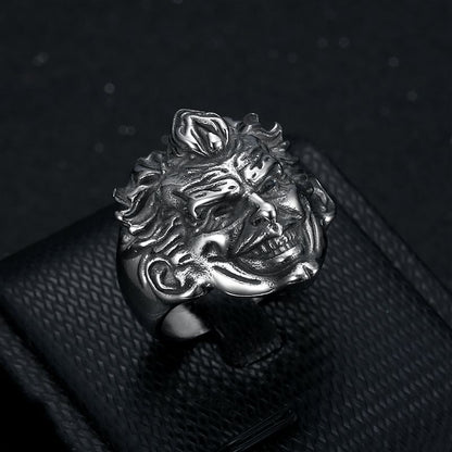 Punk Retro Clown Head Engraved Men's Ring