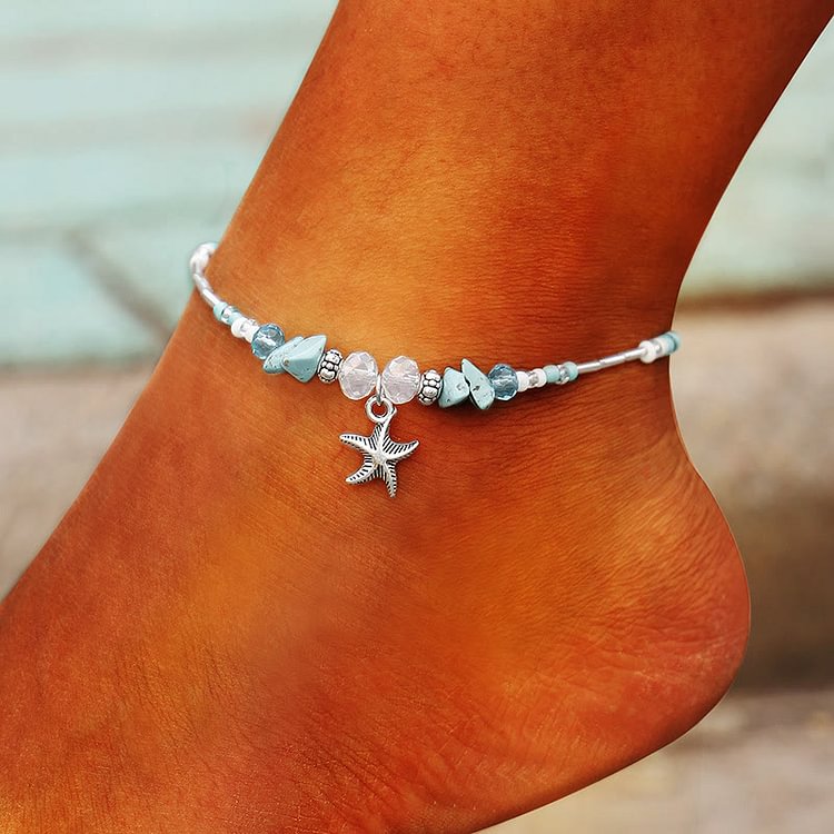 Turquoise Starfish Wave Charm Bracelet Anklet