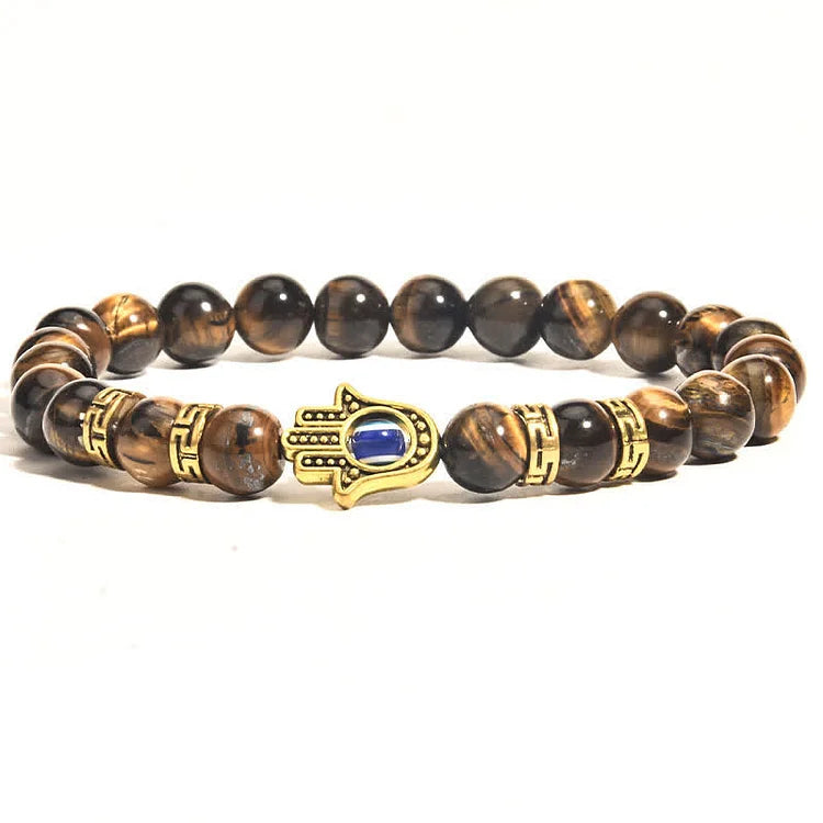 Hamsa Hand Tiger Eye String Bracelet