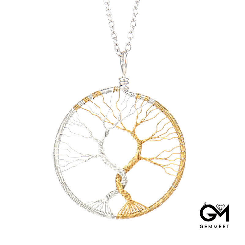 Copper Wire Double Color Tree of Life Necklace