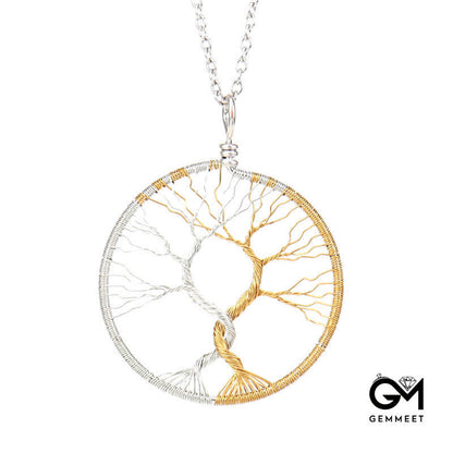 Copper Wire Double Color Tree of Life Necklace